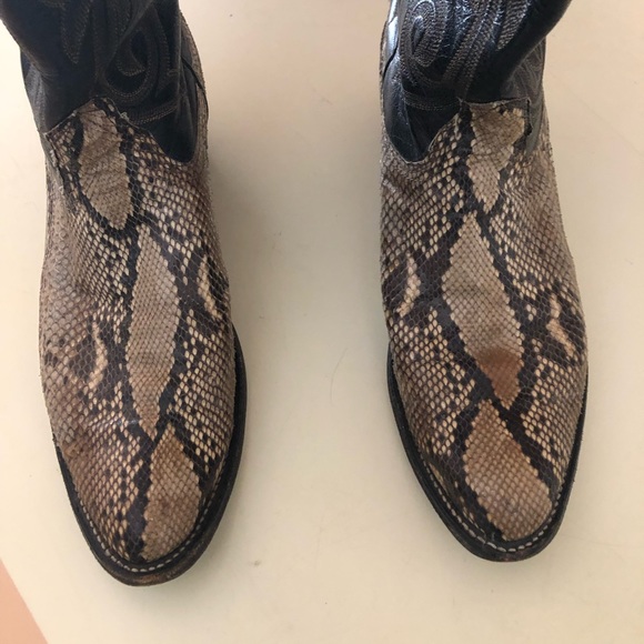 Mens Boots natural python snake leather boots 8 1/2 - Picture 2 of 13